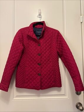 Lands' End Women's Quilted Red Button-Front Jacket size XS 2-4